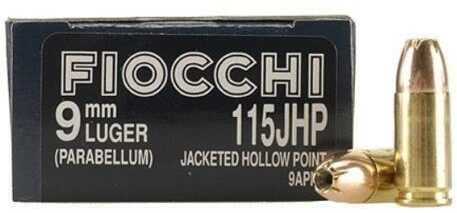 9mm Luger 50 Rounds Ammunition Fiocchi Ammo 115 Grain Jacketed Hollow Point