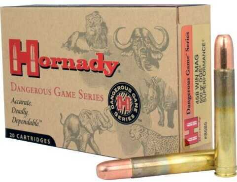 Hornady 458 Winchester Magnum 500 Grain Solid - 20 Rounds for Big Game Knockdown