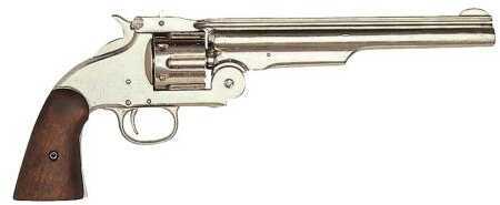 Taylor/Uberti Top Break Schofield Revolver With Nickel Finish And Walnut Grips .45 Colt 7" Barrel 6 Shot