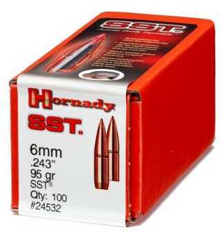 Hornady 6mm Caliber .243" Diameter 95 Grain SST Polymer Tipped Bullet 100 Count