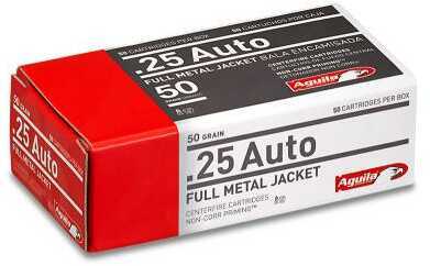 25 ACP 50 Rounds Ammunition Aguila 50 Grain Full Metal Jacket