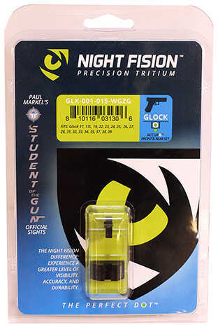 Night Fision Perfect Dot Sight Set for Glock 17/17L/19/22-28/31-35/37-39 White Front with Green Tritium/Black Rear