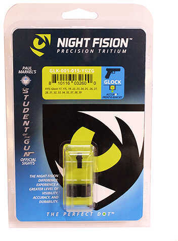 Night Fision Perfect Dot Sight Set for Glock 17/17L/19/22-28/31-35/37-39 Yellow Front with Green Tritium/Black Rear
