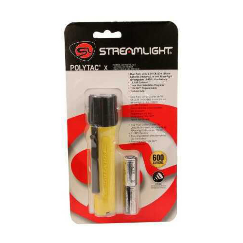 Streamlight PolyTac X Professional Tactical Light 600 Lumens, Yellow, Clam Package