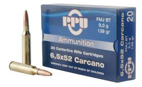 6.5 Carcano 20 Rounds Ammunition Prvi Partizan 139 Grain Full Metal Jacket