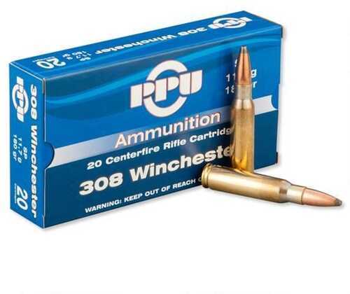 308 Winchester 20 Rounds Ammunition Prvi Partizan 165 Grain Soft Point Boat Tail