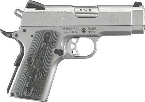 Ruger SR1911 Pistol 45 ACP 7 Shot Officer Stainless G10 Grips