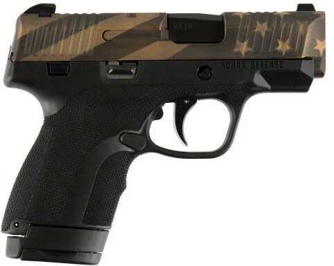 Honor Defense Guard Sub-Compact 9mm Luger Double 3.2" 8 Round Capacity Black Interchangeable Backstrap Grip Polymer Frame American Flag Earth Tone Slide