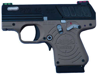 Heizer Defense PKO-45 Pocket Pistol .45 ACP , 7 Rounds, HiViz Sights, Desert Sand with Black Barrel and Slide