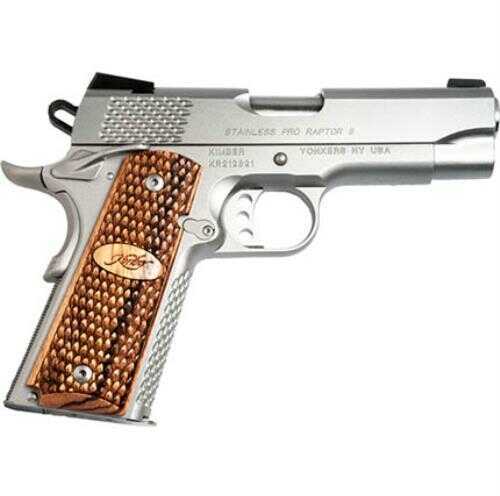 Kimber Stainless Pro Raptor II .45 ACP 4" Barrel SS Frame 8rd Magazine Zebrawood grips W/ Scale Pattern