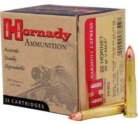 22 Hornet 25 Rounds Ammunition Hornady 35 Grain V-Max