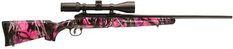 Savage 10/110 Apex Hunter XP Bolt Action Rifle With Scope 308 Winchester 20" Barrel 4 Round Capacity Synthetic Muddy Girl Stock Black