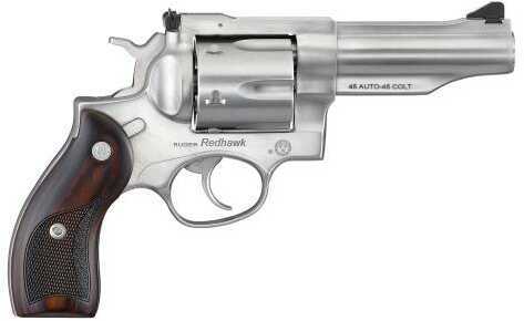 Ruger Redhawk 45 ACP & Colt 4.20" Barrel 6rd Satin Stainless Finish Hardwood Grips