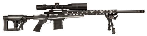 Howa HCR Bolt Action Rifle 308 Winchester/7.62 NATO 26" Heavy Barrel 10 Round Black/American Flag Grayscale Cerakote Aluminum Chassis Stock with Scope