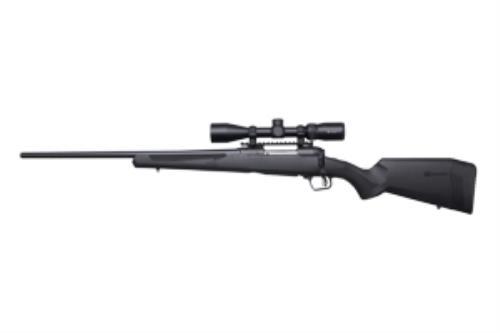 Click to see larger image. Savage 10/110 Apex Hunter XP Left Handed Bolt Action Rifle With Crossfire 2 Scope 243 Winchester 22" Barrel 4 Round Synthetic Black Stock