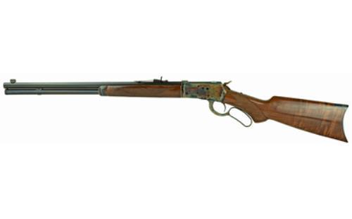 Navy Arms 1892 Winchester Rifle Lever Action 44 Mag 20" Octagon Barrel Color Case Hardened Finish Fully Checkered Grade American Walnut Stock and Forend Straight Grip 10 Rounds Genuine Marbles Semi-Buckhorn Rear Gold Bead Front Sights NTW9244
