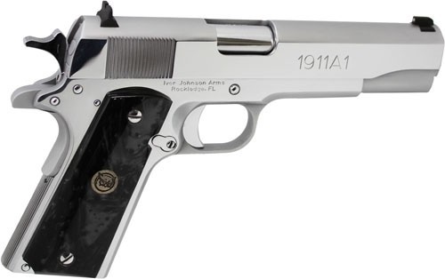 Iver Johnson 1911A1 .38 Super Pistol 5" Barrel 8 Round Chrome/Black Pearl Finish