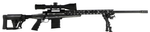Howa HCR Rifle Bolt Action With Scope 308 Winchester/7.62 NATO 24" Heavy Barrel Muzzle Brake 10 Round American Flag Grayscale Cerakote Aluminum Chassis Stock