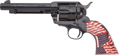 E.M.F. Freedom Revolver .45 Long Colt 5.5" Barrel 6 Round Laser Engraved USA Flag Grip Blue Finish