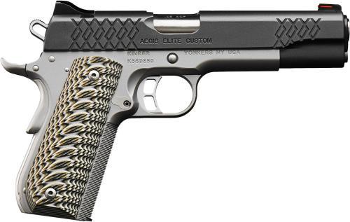 KIMBER 9MM AEGIS ELITE CUSTOM 5" Barrel 9+1 Capacity Fiber Optic Front Sight Matte BlackSatin Silver Finish G10 Grips