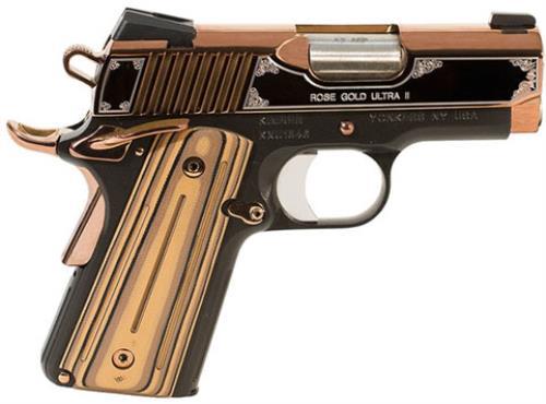 Kimber 9mm Rose Gold Ultra ll 3" Barrel 8+1 Capacity Matte Black/PVD Finish Tacticle Wedge Sights G10 Grips