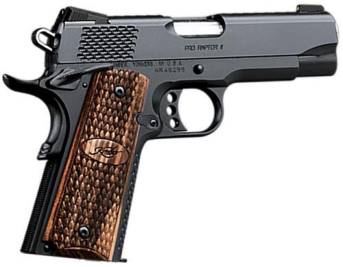 Kimber 45acp Pro Raptor ll 4" Barrel 8+1 Capacity Matte Black Finish Tritium Night Sights Zebra Wood Grips