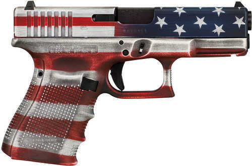 Glock 19 Semi Automatic Pistol 9mm 15 Round Capacity 4.02" Barrel American Flag Cerakote Polymer Frame
