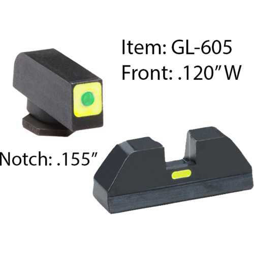 Ameriglo Cap Sight Set LumiGreen/Green For Glock 42/43 Md: GL605