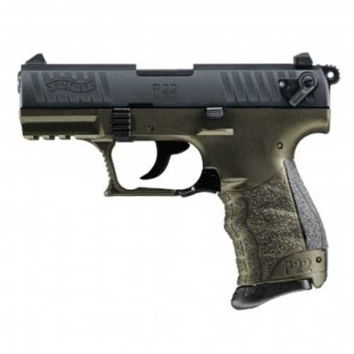 Walther Arms P22 Q 22 Long Rifle (LR) 3.42" Barrel 10 Round Capacity OD Green Grip Polymer Frame Black Slide