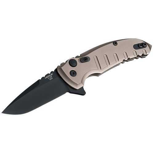 Hogue Grips X1-Microflip Folding Knife Black Plain Drop Point Blade 2.75" Aluminum FDE 24177