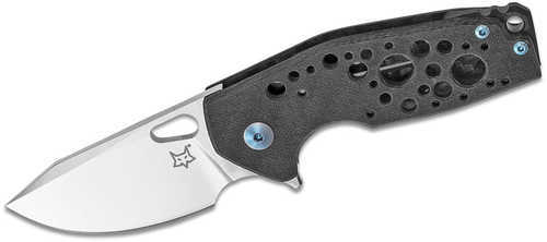 Boker Knives Fox Folding Knife Suru Flipper, 2.32" Satin Plain Blade, Carbon Fiber Frame, Blue Hardware