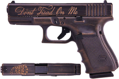 Glock G19 G4 Semi-Auto Pistol "Don't Tread On Me" 9mm Luger 15+1 Round Capacity 4" Barrel Burnt Bronze Battle Worn Finish