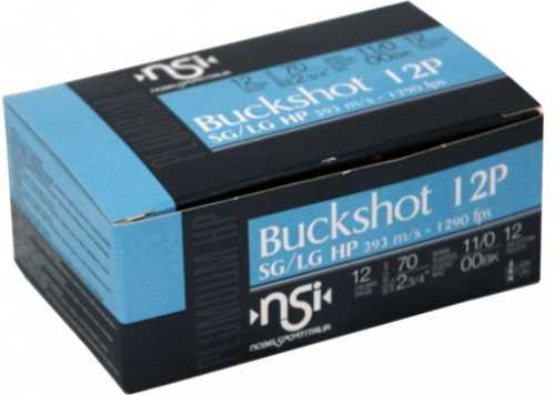 12 Gauge 10 Rounds Ammunition Nobel Sport 2 3/4" 12 Pellets Lead #00 Buck