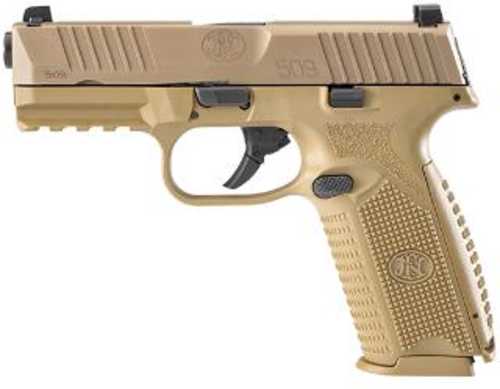 FN 509 Pistol 9mm Luger 4" Barrel 10 Round Mag Flat Dark Earth Frame 3 Dot Sights MFG #66100490