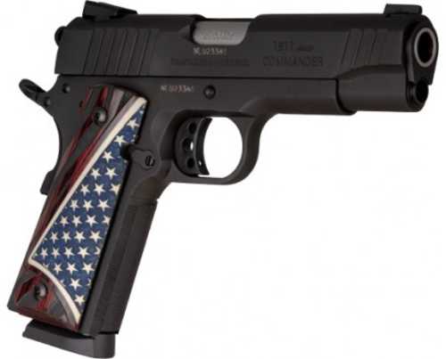 Taurus 1911 Commander Pistol 45 Acp 4.25" Barrel Fixed Sights Black With Rosewood Us Flag Grips