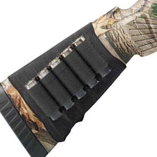 Hunters Specialties H.S. Butt Stock Shotgun Shell Holder 5 Shells Elastic Black