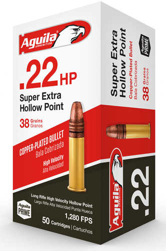 Aguila Super Extra High Velocity 22 LR 38 gr Copper Plated Hollow Point (CPHP) Ammo 50 Round Box