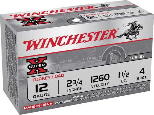 12 Gauge 10 Rounds Ammunition Winchester 2 3/4" 1 1/2 oz Lead #4