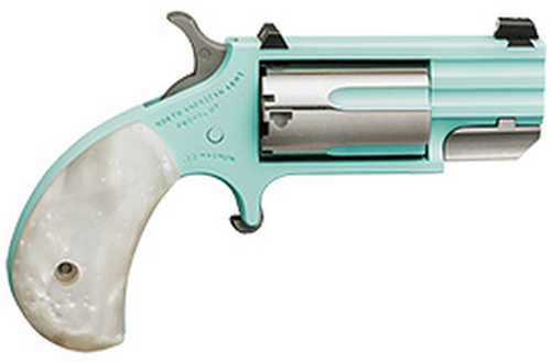 North American Arms PUG .22WMR 1" Heavy Barrel Stainless/Turquois/Simulated Pearl Grips 5-Shot Capacity