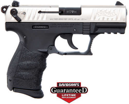 Walther Arms P22 Q Semi Automatic Pistol 22 LR 3.42" Threaded Barrel 10 Round Black Frame / Nickel Slide