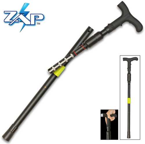 PS Products PSP Zap Covert Walking Cane Stun Gun 1,000,000 Volts Black with Led Light Adjustable 30.5-37.5" ZAPCOVERTCANE