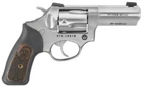 Ruger SP101 Revolver 357 Magnum 3" Barrel Black Rubber Grips Engraved Wood Satin Stainless Finish