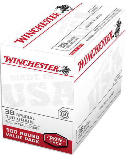 38 <span style="font-weight:bolder; ">Special</span> 100 Rounds Ammunition Winchester 130 Grain Full Metal Jacket