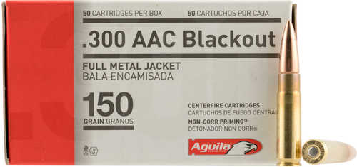 300 AAC Blackout 50 Rounds Ammunition Aguila 150 Grain Full Metal Jacket