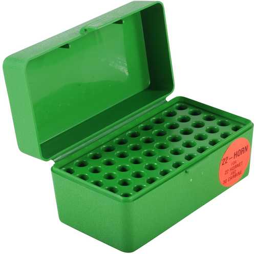 MTM Flip Top Ammo Box .22 Hornet 50 Rounds Green Plastic 22-HORN-10