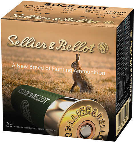 12 Gauge 25 Rounds Ammunition Sellier & Bellot 2 3/4" 9 Pellets Lead #00 Buck