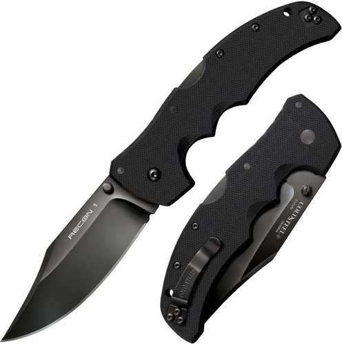 Cold Steel Recon 1 Clip Point Plain Edge, Folding Pocket Knife, 4" American S35VN Blade G-10 Handle, Black