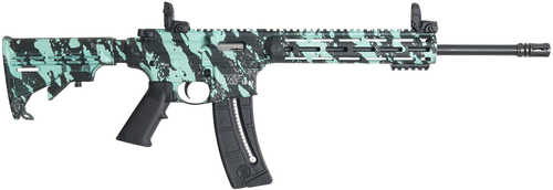 Smith & Wesson M&P15-22 Sport Rifle 22 LR 16.5" Barrel 25 Round Robin Egg Blue Camo 6-Position CAR Stock 2" M-LOK Rail Panel Semi-Automatic