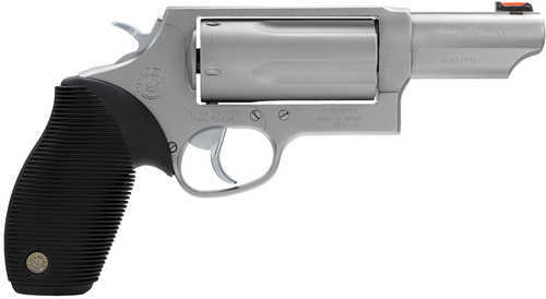 Taurus Judge Magnum Revolver 45 Colt / 410 Gauge 5 Round 3" Barrel Fiber Optic Front Sight Matte Stainless Steel Finish Black Ribber Grip