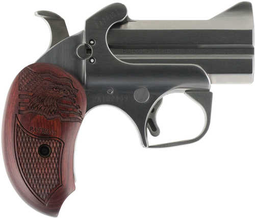 Click to see larger image. Bond Arms BAPA Patriot Derranger 45 Colt (LC) / 410 Gauge 2 Round 3" Barrel Stainless Steel Finish Rosewood Grip